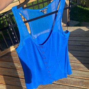 Guess blue button up tank top, Medium New